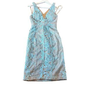 Forever Unique London NWT turquoise lace overlay cross back dress 6